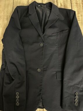 Zara Men’s Dark Blue Lightweight Single-Breasted Jacket